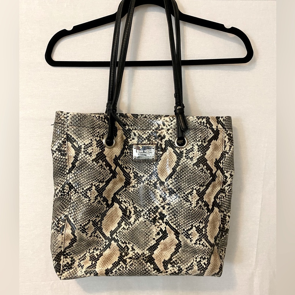 NINE WEST- faux snake skin tote